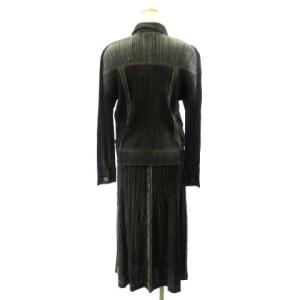 PLEATS PLEASE ISSEY MIYAKE 09SS セットアップ デニム 転写 プリント シャツ ジャケット スカート 黒 ブラック 3-4