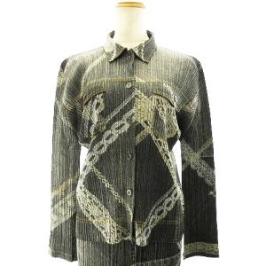 PLEATS PLEASE ISSEY MIYAKE 06SS デニム 転写 セットアップ シャツ パンツ スカート 3 グレー系