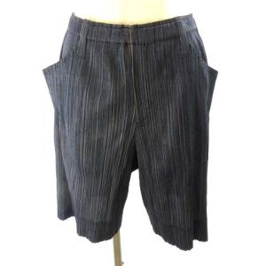 PLEATS PLEASE ISSEY MIYAKE PP13-JF583 ショートパンツ フレア プリーツ 大きいサイズ 5 ダークグレー