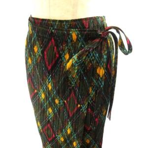 PLEATS PLEASE ISSEY MIYAKE PP73-JG665 07AW ラップ プリーツ スカート ミモレ丈 チェック マルチカラー