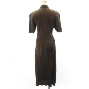 PLEATS PLEASE ISSEY MIYAKE セットアップ シャツ ロングスカート 上下 半袖 プリーツ  ブラウン 1 3