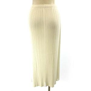 PLEATS PLEASE ISSEY MIYAKE 美品 ロング プリーツ スカート スリット PP51-JG746 白 ホワイト 大きいサイズ 4 約XL STK