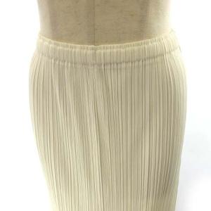 PLEATS PLEASE ISSEY MIYAKE 美品 ロング プリーツ スカート スリット PP51-JG746 白 ホワイト 大きいサイズ 4 約XL STK