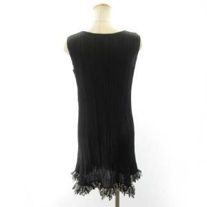 PLEATS PLEASE ISSEY MIYAKE 美品 ノースリーブ ワンピース プリーツ フリンジ ひざ丈 PP13-JT503 黒 ブラック 3 約L STK
