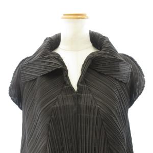 PLEATS PLEASE ISSEY MIYAKE PP01-JT623 フレアブラウス チュニック プリーツ 3 茶