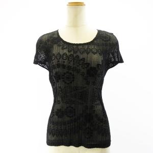 総レース 総柄 カットソー 半袖 ブラック 3 L相当 STK