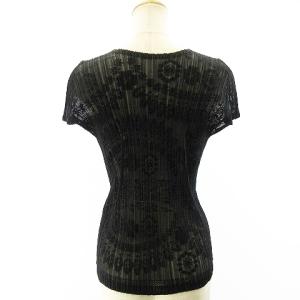 PLEATS PLEASE ISSEY MIYAKE 総レース 総柄 カットソー 半袖 ブラック 3 L相当 STK