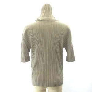 PLEATS PLEASE ISSEY MIYAKE 極美品 カットソー 半袖 プリーツ ハイネック PP03-JK622 ライトグレー 3 約L STK