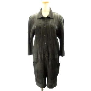 PP13-JI586 オールインワン サロペット デニム 転写 ブラック ダークグレー