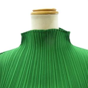 PLEATS PLEASE ISSEY MIYAKE PP53-JK006 カットソー ブラウス ハイネック プリーツ 長袖 3 グリーン