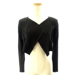 カーディガン ボレロ 長袖 プリーツ ショート丈 PP71-JO802 ブラック 3 STK