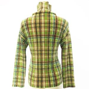 PLEATS PLEASE ISSEY MIYAKE チェック柄 マルチカラー ハイネック カットソー 長袖 グリーン系 3