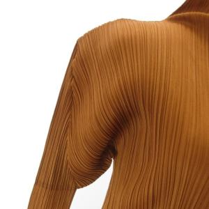 PLEATS PLEASE ISSEY MIYAKE 極美品 ハイネック プリーツ カットソー ブラウス 長袖 PP84-JK604 ブラウン テラコッタ 3 L STK