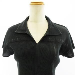 PLEATS PLEASE ISSEY MIYAKE 極美品 13AW デニム 転写 ポロシャツ カットソー 半袖 グリーン系 3 L相当 STK