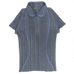 08SS カーブステッチ ポロシャツ カットソー 半袖 グレー パープル 3