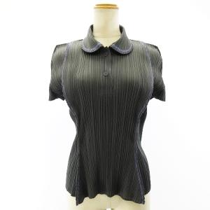 PLEATS PLEASE ISSEY MIYAKE 08SS カーブステッチ ポロシャツ カットソー 半袖 グレー パープル 3