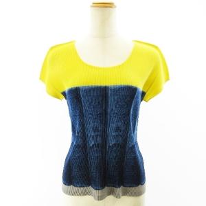 PLEATS PLEASE ISSEY MIYAKE 極美品 07SS 本 ブック柄 カットソー 半袖 イエロー ブルー 3 L相当 STK