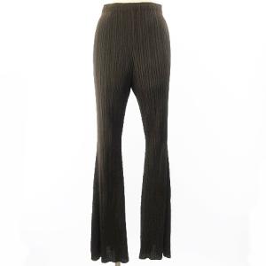 PLEATS PLEASE ISSEY MIYAKE 美品 フレア パンツ スラックス ブラウン 伸縮 3 L相当 STK