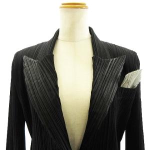 PLEATS PLEASE ISSEY MIYAKE テーラードジャケット ブレザー ポケットチーフ デザイン  3 ブラック