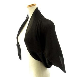 me ISSEY MIYAKE 美品 ボレロ カーディガン ワッフル プリーツ MI13FO436 茶 ブラウン STK