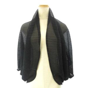 極美品 ボレロ カーディガン ワッフル プリーツ MI21JO243 黒 ブラック STK