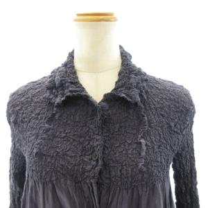 me ISSEY MIYAKE カリフラワー シャツ ワンピース チュニック ひざ丈 長袖 ピンストライプ MI22FK761 紺 ネイビー STK