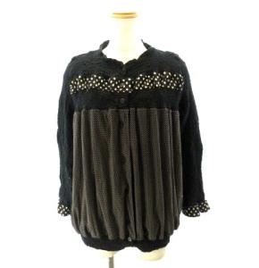 カリフラワー アンサンブル カットソー カーディガン ドット MI02FO449 黒 ブラック STK