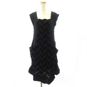 カリフラワー ベロア チュニック ノースリーブ ワンピース MI14FH802 黒 ブラック STK