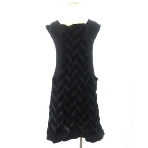 me ISSEY MIYAKE カリフラワー ベロア チュニック ノースリーブ ワンピース MI14FH802 黒 ブラック STK