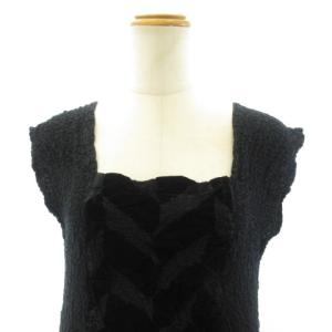 me ISSEY MIYAKE カリフラワー ベロア チュニック ノースリーブ ワンピース MI14FH802 黒 ブラック STK