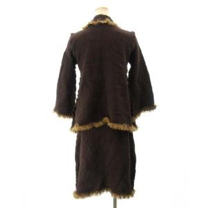 me ISSEY MIYAKE カリフラワー セットアップ ジャケット スカートスーツ エコファー ひざ丈 MI84FD621 茶 ブラウン STK