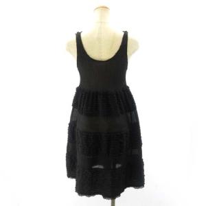 me ISSEY MIYAKE ノースリーブ ワンピース ティアード フリル ひざ丈 MI21FH284 黒 ブラック STK