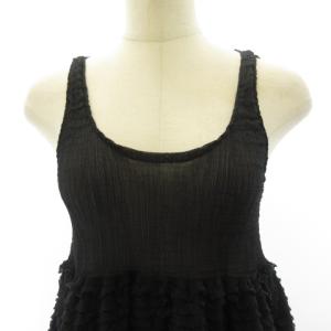 me ISSEY MIYAKE ノースリーブ ワンピース ティアード フリル ひざ丈 MI21FH284 黒 ブラック STK