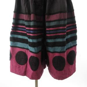 me ISSEY MIYAKE MI23FF393 ガウチョパンツ ジャガード ドット フリンジ マルチカラー 黒 パープル