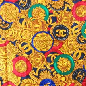 CHANEL シルク100％ ココマーク ライオン 大判 スカーフ ストール ショール マルチカラー