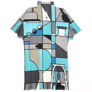 08SS ジオメトリック カットソー 3 ブルー