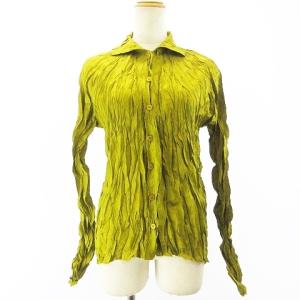 PLEATS PLEASE ISSEY MIYAKE 美品 シワプリーツ 加工 シャツ ブラウス カットソー 長袖 イエロー系 3 L相当