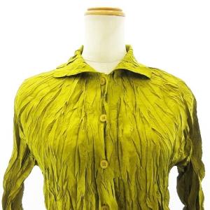PLEATS PLEASE ISSEY MIYAKE 美品 シワプリーツ 加工 シャツ ブラウス カットソー 長袖 イエロー系 3 L相当
