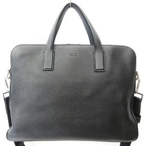 HUGO BOSS レザー 2WAY ショルダー ハンドバッグ ブリーフケース ビジネス 斜め掛け ブラック