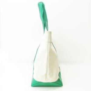 TORY BURCH ロゴ 切替 キャンバス ハンド トート バッグ 肩掛け グリーン ベージュ