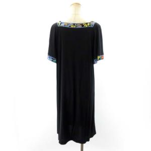 LEONARD FASHION ワンピース 花柄 スクエアネック LL ネイビー