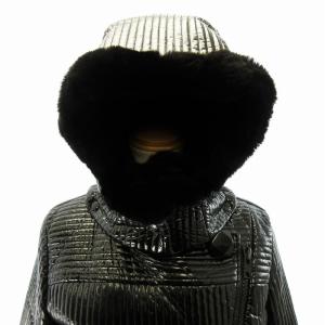 CELINE キルティング 中綿 コート ジャケット アウター フード ファー 38 ブラック