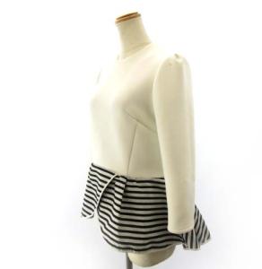 BORDERS at BALCONY ペプラム カットソー ダンボールニット 長袖 白 ホワイト ブラック 36 約S