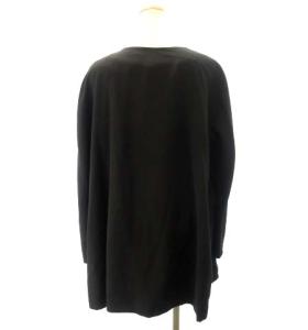 LANVIN ヴィンテージ シルク ジャケット ポンチョ ギャザー 黒 ブラック 40 M