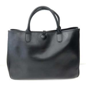 Longchamp トートバッグ ハンドバッグ レザー ゴールド金具 ビジネス 黒 ブラック
