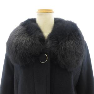 Diagram GRACE CONTINENTAL 美品 フォックスファー ビジュー付き コート ジャケット ウール 33461093 紺 ネイビー 0 約S