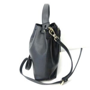 FURLA 美品 2WAY ショルダーバッグ ハンドバッグ 巾着 ゴールド金具 黒 ブラック WY