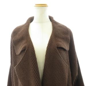 KENZO ニット カーディガン ジャケット ロング ボタンレス ウール混 茶 ブラウン L WY