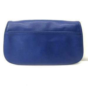 TORY BURCH クラッチバッグ セカンドバッグ レザー ロゴ ゴールド金具 青 ブルー