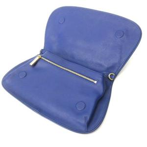 TORY BURCH クラッチバッグ セカンドバッグ レザー ロゴ ゴールド金具 青 ブルー